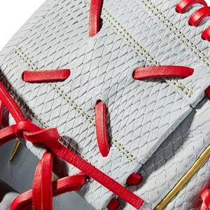 ถุงมือเบสบอลหนังสีขาวแบบ H-Web สำหรับมือขวา ตำแหน่งเอาท์ฟิลด์ แบบเต็มนิ้ว ปิดด้วยแถบตีนตุ๊กแก ดีไซน์กันลื่น - Product Image 6