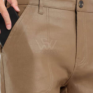 Pantalones de hombre de cuero por encargo precio al por mayor pantalones de cuero de diseño único con logotipo personalizado lavado - Product Image 6