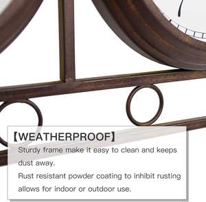 3 in 1 Metal Wall <strong>Clock</strong> with Thermometer Hygrometer <strong>Weatherproof</strong> Silent Analog Quartz for Indoor <strong>Outdoor</strong> Living Room - Product Image 5