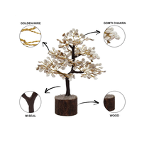 Arbre Bonsaï en Cristal de Coquille Gomti Chakra Fait Main, Arbre Gemme en Fil Doré, Base en Bois, Énergie de Guérison Spirituelle, Décoration Feng Shui pour la Maison