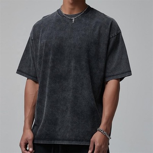 Custom Men's Oversize Acid Wash Distressed Hip Hop Eco-Friendly Breathable Stonewash Cotton T-<b>Shirt</b> 2026 - Product Image 1