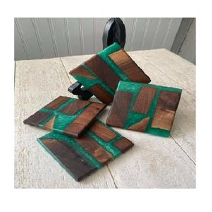 Wholesale Custom Logo Round Wooden <b>Coaster</b> <b>Set</b> of 4 Pieces with Holder Acacia Wood and Epoxy Resin <b>Coasters</b> for Drinks Stone - Product Image 2