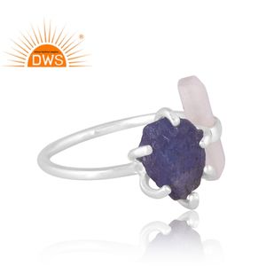 แหวนพลอยสีรุ้งธรรมชาติสำหรับผู้หญิงแหวนเงินสเตอร์ลิงและพลอยแทนซาไนต์เครื่องประดับออกแบบได้ตามต้องการของขวัญสำหรับผู้หญิง - Product Image 4