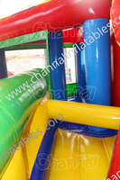 Parcours d'obstacles gonflable sur le thème du cirque de carnaval, toboggans doubles, combo trampoline gonflable, maison de trampoline, parc d'attractions pour enfants