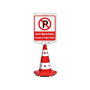Double-Sided Akbank "Do Not Park" Logo Safety Cone <b>Set</b> for Traffic Safety (<b>PC</b>) - Product Image 1