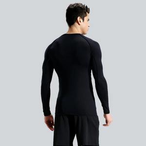 Conjuntos de gimnasio con cuello personalizado para hombre, Camiseta deportiva de manga larga de compresión de secado rápido, camisetas transpirables de culturismo de tendencia - Product Image 6