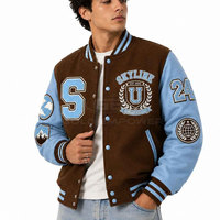 Veste universitaire pour homme de qualité supérieure, personnalisée, avec broderie chenille, manches en cuir et poignets côtelés, design col montant, vente en gros usine