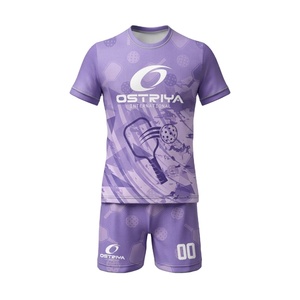 Uniforme de Pickleball 100% Poliéster, Cuello Redondo, Manga Corta, Logotipo Frontal, Nombre del Equipo Personalizado, Transpirable para Verano, Nombre del Jugador, Unisex - Product Image 1
