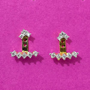 Mayoristas de joyería artificial en la India Zirconia cúbica pendiente clásico con rodio 2 tonos chapado - Product Image 1
