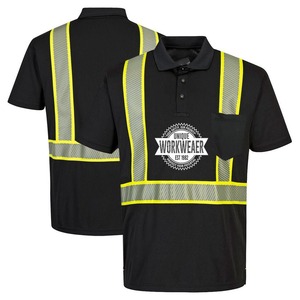 ODM UNIQUE GYM WEAR Camiseta de Alta Visibilidad para Hombre Adulto con Bolsillos, Botones y Franjas Reflectantes de Poliéster/Algodón - Product Image 1