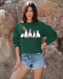 Sudadera de Halloween para mujer, camisas espeluznantes, Tops de esqueleto de gran tamaño, suéter de cuello redondo con calavera bonita, jersey de otoño, ajuste holgado - Product Image 5