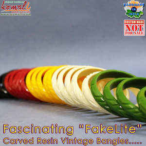 Bracelets minces en résine sculptée de couleurs unies bijoux vintage indiens faits à la main de qualité supérieure vente en gros - Product Image 4