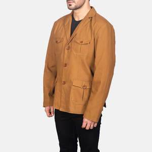 Veste Safari Kajetan Vintage Kaki Taille XL en Tissu Toile Respirant avec Col à Capuche en Polyester, Motif Imprimé Lavé, Fabrication ODM - Product Image 2