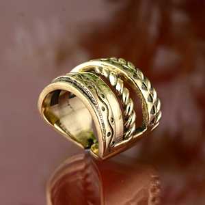 Bague de luxe en laiton, style bohème tribal pour femme, finition laiton antique, ethnique, large, multicouche, vente en gros/OEM/ODM - Product Image 5