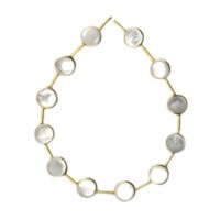 Perlas Naturales Blancas Brillantes de Madreperla de 8-10 mm, Bisel de Plata de Ley 925, Bañadas en Oro de 18K, Perforadas en el Centro, 12 Perlas, Ecológicas