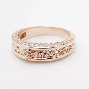 Anillo de Bodas Clásico para Mujer, Plata 925 con Moissanita Redonda, Chapado en Oro Rosa, Joyería Impresionante para Novias - Product Image 1