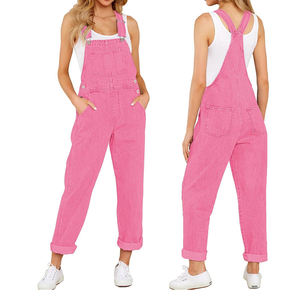 Women Ladies Baggy Denim <b>Jeans</b> Bib Full Length Pinafore Dungaree Overall Solid Loose Causal Wide Leg <b>Jeans</b> - Product Image 3