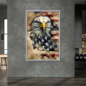 Elegant American Flag Eagle <b>Canvas</b> Print - Modern Wall Decor,White <b>Framed</b> - Product Image 1