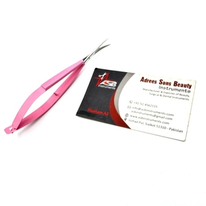 Rosa nueva llegada recto y curvo sólido Acero inoxidable Micro resorte tijeras para pestañas ceja bordado primavera Tijera - Product Image 2