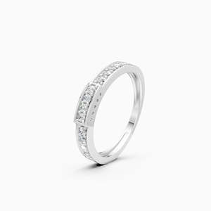 Anillo de boda de lujo con diamante redondo cultivado en laboratorio de 0.24 quilates en oro amarillo, blanco y rosa de 9 quilates. - Product Image 3