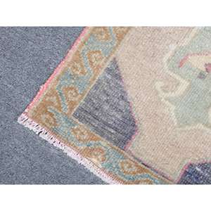 Alfombra Turca, Alfombra Pequeña de 1.4x2.6 pies, Alfombra de Lana Azul Marrón - Product Image 5