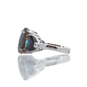 Bague bohème pour homme en argent sterling plaqué rhodium avec pierre naturelle taille coussin - Product Image 3