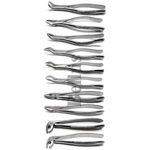 Kit de pinces d'extraction de dents adultes professionnel 10pc outils de dentisterie ensemble d'équipement dentaire pour les procédures d'extraction chirurgicale - Product Image 1