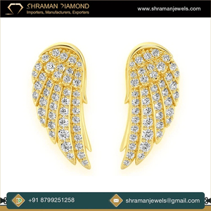 Pendientes de Diamante Moissanita con Diseño Moderno de Ala de Ángel, Oro Sólido de 14K, 1.97 CT, 9.31 Gramos, Alta Calidad, para Mujer, Regalo de Boda - Product Image 3