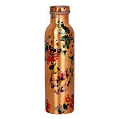 Custom Handmade Art Enamel Modern Luxury Design Metallic Copper Lid Drink Water Bottle For Home Office Outdoor Travelling