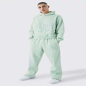 Survêtement à gousset en denim Signature pour homme Style pullover avec empilage Dernier nouveau design personnalisé avec logo Sweatsuit - Product Image 4