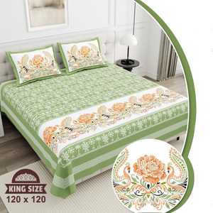 Stylish Quality Cotton 3 PCS Bedsheet Set Solid Floral Print Classic Style <b>Comfortable</b> and Great for Gifting - Product Image 2