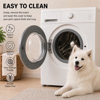 Lit pour chien et chat en chenille écologique de luxe avec base en mousse alvéolée de soutien, housse amovible et lavable pour chiens de petite/moyenne taille