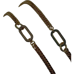 Collier chaîne en bambou plaqué or 18 carats pour femme, avec pendentif ovale en zircon, bijoux de corps tendance, collection 2025 - Product Image 3