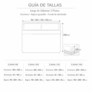 Juego de Sábanas de Algodón/Poliéster de 3 Piezas con Sábana Plana, Sábana Ajustable de hasta 30 cm, Funda de Almohada para Camas y Fundas de Edredón - Product Image 4
