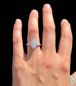 Marquesa-anillo de compromiso de diamante tallado en laboratorio, anillo de boda - Product Image 5