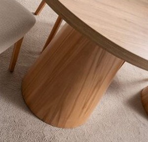 Table à manger ovale en chêne massif naturel avec base à double piétement 60x36x29 pouces, style moderne minimaliste, 6 places - Product Image 5
