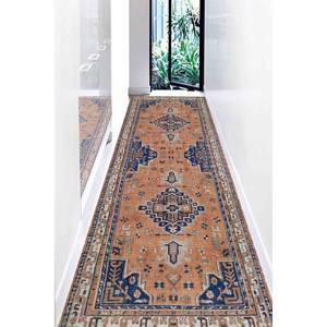 Tapis géométrique bleu marine antidérapant, tapis turc lavable en machine, avec poils doux - Product Image 4