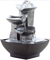 Fuente de agua de mesa para interiores y exteriores, fuente de relajación de muelles plateados, cascada iluminada/piedras naturales, sonidos relajantes