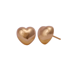 Pendientes de tuerca de corazón hinchado minimalistas chapados en oro, joyería de uso diario romántica de moda, regalo de joyería hipoalergénica - Product Image 2