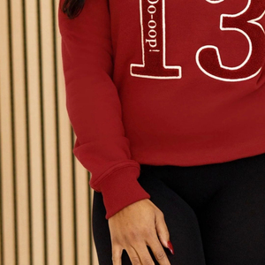 J13 13 de enero Chenille Sudadera de cuello redondo Premium Fleece Sorority Apparel Greek DST Delta Maroon Heritage Top - Product Image 5