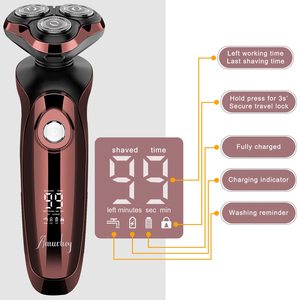Rasoir électrique pour homme avec triple lame rotative, têtes de rasage flexibles, étanche IPX7, lavable - Product Image 1