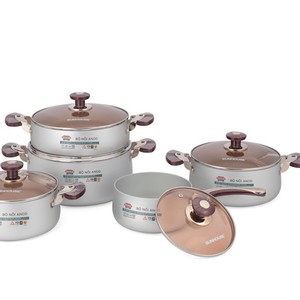 Batterie de cuisine en aluminium anodisé de haute qualité 5 pièces entièrement personnalisée de l'usine du Vietnam - Product Image 3