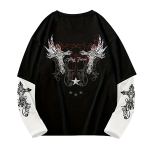 เสื้อยืดสำหรับผู้ใหญ่2 in 1สีแบบ2 in 1สไตล์ล่าสุดมีหลายสี - Product Image 1