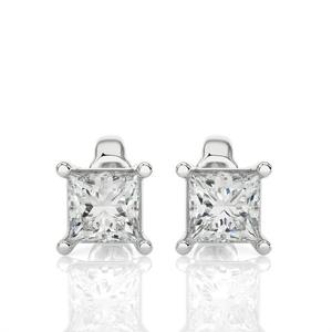 Pendientes de tuerca de diamante de corte princesa creados en laboratorio, plata 925, chapado en oro blanco de 18 quilates, certificado IGI Iced Out Hip Hop Stud para Unisex - Product Image 3
