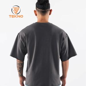 เสื้อยืด220GSM ฮิปฮอปผ้าฝ้ายคุณภาพสูงผ้าถักแบบเรียบยาวโอเวอร์ไซส์ปี100% - Product Image 3