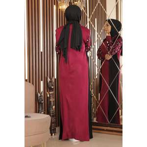 Robe longue décontractée 100 % coton à manches longues, motif tricoté, col carré, longueur maxi, techniques de crochet, motifs losanges, style hippie, translucide, taille XS - Product Image 4