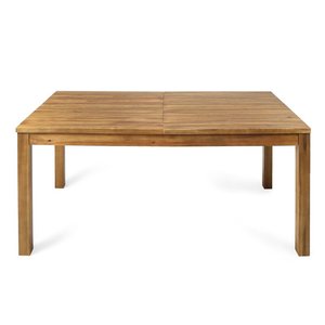 Mesa de comedor extensible de madera de teca de William en acabado natural para uso al aire libre - Product Image 1
