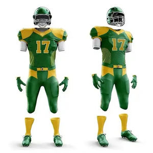 ชุดเครื่องแบบฟุตบอลอเมริกันสีเขียวชุดเสื้อเจอร์ซีย์และกางเกงที่ออกแบบเองสำหรับฝึกซ้อม - Product Image 1