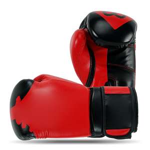 Nouveaux gants de boxe adultes en cuir PU noir rouge 10oz 12oz tailles à la mode formation arts martiaux personnalisable OEM cuir de vachette - Product Image 1