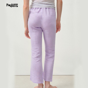 กางเกงวอร์มขายาวแบบลำลองสำหรับผู้หญิงใส่ในฤดูร้อนกางเกงฟิตเนสเล่นกีฬายิมกางเกงซักหน้าแบบเรียบ - Product Image 2